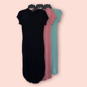 3-piece long high split t-shirt dresses